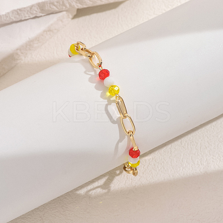 Fashionable Vintage Brass Oval & Glass Faceted Rondelle Beaded Anklets ZC8020-4-1