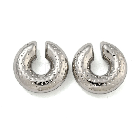 Non-Tarnish Texture Rings 304 Stainless Steel Cuff Earrings for Women EJEW-G393-01B-P-1