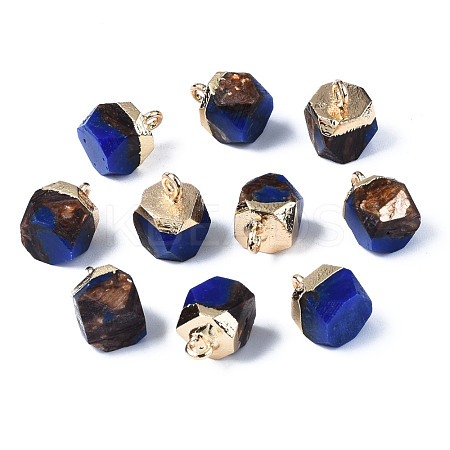 Assembled Synthetic Bronzite and Lapis Lazuli Charms G-N330-47A-1