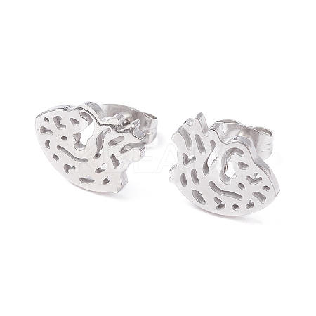Non-Tarnish Anatomical Heart 304 Stainless Steel Stud Earrings for Women LS-EJEW-Z017-07P-1