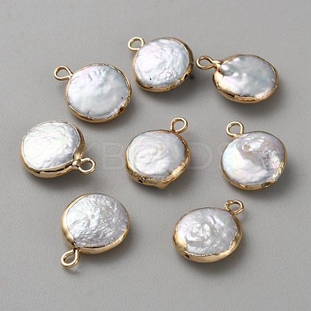 Natural Keshi Pearl Brass Pendants FIND-WH0161-162B-1