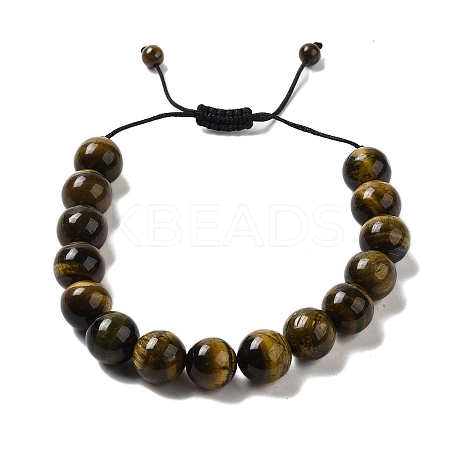 Grade AB 12.5mm Round Natural Tiger Eye Braided Bead Bracelets for Women Men BJEW-C060-01K-1