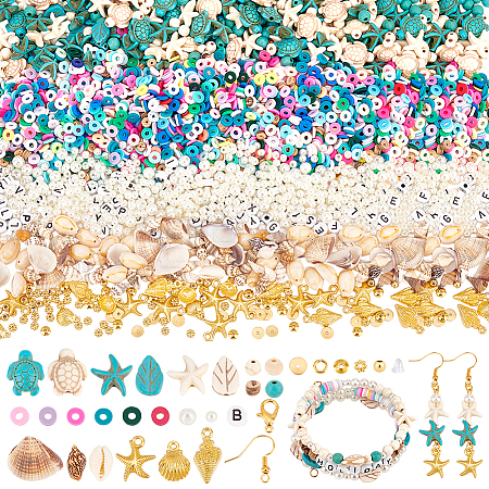 DIY Natural Shell & Synthetic Turquoise Dangle Earring Making Kits DIY-PH0023-57-1