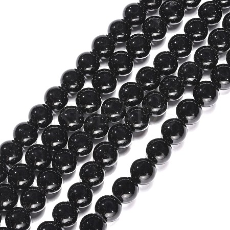 Synthetic Black Stone Beads Strands X-GSR12mmC044-1