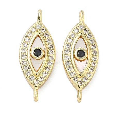 Brass Micro Pave Clear and Black Cubic Zirconia Eye Connector Charms KK-A282-16G-1