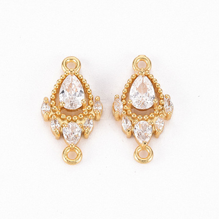 Brass Micro Pave Clear Cubic Zirconia Link Connectors ZIRC-S068-023-NF-1