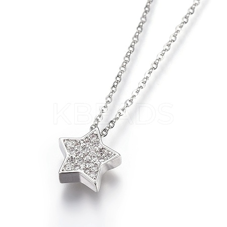 304 Stainless Steel Pendant Necklaces X-NJEW-O108-08P-1