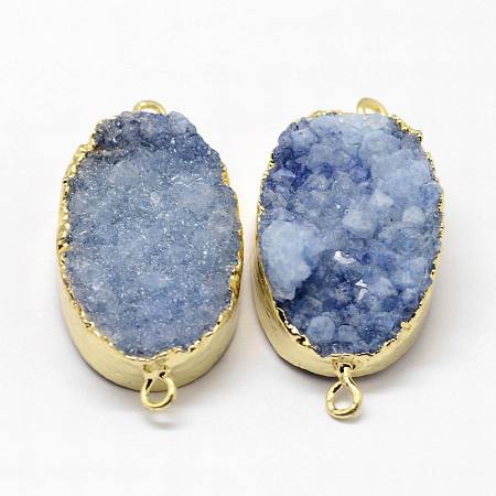 Electroplated Natural & Dyed Druzy Agate Links connectors G-N0168-018C-1