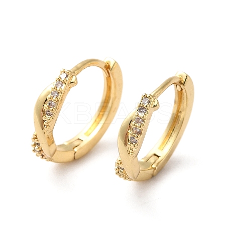 Clear Cubic Zirconia Twist Hoop Earrings ZIRC-Q201-19G-1