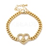 Brass Micro Pave Clear Cubic Zirconia Cuban Link Chains Bracelets BJEW-M322-04G-B-1