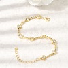 Heart Brass Micro Pave Cubic Zirconia Link Chain Bracelets for Women BJEW-A164-01G-01-1