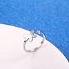 Stylish Adjustable 304 Stainless Steel Butterfly Cuff Rings for Women CD3807-11-1
