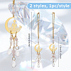 2Pcs 2 Styles Alloy Moon with Yoga Charm Pendant Decorations HJEW-DC00115-2