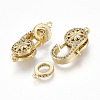 Brass Micro Pave Clear Cubic Zirconia Lobster Claw Clasps KK-K242-14G-2