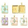 4Pcs 4 Colors Brass Micro Pave Cubic Zirconia Locket Pendants KK-CJ0005-55-1