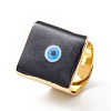 Square Enamel with Evil Eye Wide Band Finger Rings LS-RJEW-A014-02G-08-2