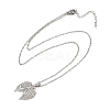 Brass Micro Pave Clear Cubic Zirconia Angel Wings Pendant Necklaces LS-NJEW-Z088-02P-2