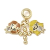 Brass Clear Cubic Zirconia European Dangle Charms KK-K368-26G-1