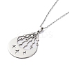 Non-Tarnish 201 Stainless Steel Moon with Star Pendant Necklace with Cable Chains NJEW-Q317-06P-2