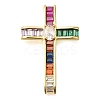 Brass Pave Clear Cubic Zirconia Pendants KK-M101-04G-1