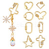8Pcs 8 Styles Brass Micro Pave Cubic Zirconia Screw Carabiner Lock Charms KK-GA0002-01-1