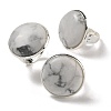Natural Howlite Round Adjustable Rings RJEW-K371-09S-17-1