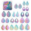 48 Pcs 12 Styles 201 Stainless Steel Filigree Pendants STAS-FW0001-12-1