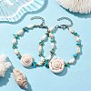 Summer Beach Natural Shiva Eye Shell Link Bracelets BJEW-JB10287-2