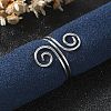304 Stainless Steel Round Wrap Open Cuff Rings for Women Men RJEW-Z071-02B-P-1