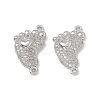 Brass Micro Pave Clear Cubic Zirconia Connector Charms KK-E068-VB032-2