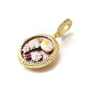 Brass Micro Pave Cubic Zirconia & Enamel Pendants KK-R222-14G-04-2