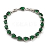 Teardrop Glass Link Chain Bracelets BJEW-H604-01P-01-1