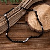 6MM Round Natural Howlite and Frosted Black Stone Beaded Necklaces for Men LS-FQ0489-3-1