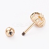 Brass Micro Pave Clear Cubic Zirconia Barbell Cartilage Earrings AJEW-P017-17G-2