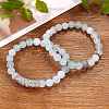 2Pcs 2 Style Natural Aquamarine Stretch Bracelets Set BJEW-SW00094-4