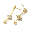Rack Plating Brass Micro Pave Clear Cubic Zirconia Stud Earrings EJEW-U011-05G-2