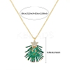 Brass Rhinestone with Glass Seed Beaded Green Christmas Tree Pendant Necklaces FS-WG6FBF4-01-2