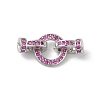 Rack Plating Brass Micro Pave Orchid Cubic Zirconia Fold Over Clasps KK-A222-04B-P-1