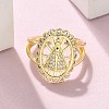 Brass Micro Pave Cubic Zirconia Cuff Rings RJEW-P149-01B-G-2