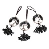 Wire Wrapped Chips Natural Obsidian Big Pendant Decorations HJEW-H057-02B-1