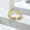 Butterfly Clear Cubic Zirconia Cuff Rings RJEW-G337-15G-2