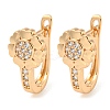 Brass Micro Pave Clear Cubic Zirconia Hoop Earrings EJEW-A107-01A-KCG-1