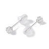 Rhodium Plated Star 999 Fine Silver Cubic Zirconia Stud Earrings for Women LS-EJEW-S215-21P-3