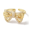 Bowknot Brass Micro Pave Clear Cubic Zirconia Open Cuff Rings for Women LS-RJEW-C098-24G-2
