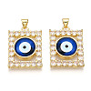 Brass Micro Pave Clear Cubic Zirconia Pendants for Women KK-T070-91A-02-1