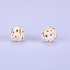 Printed Round with Sunflower Pattern Silicone Focal Beads SI-JX0056A-210-1