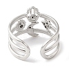 304 Stainless Steel Open Cuff Ring for Women RJEW-F166-01P-02-3