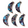 Assembled Natural Bronzite & Synthetic Turquoise & Amethyst Pendants G-N330-036-1