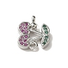 Brass Pave Green and Orchid Cubic Zirconia Cherry Connector Charms KK-I276-47B-P-2
