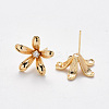 Brass Cubic Zirconia Stud Earring Findings KK-T049-03G-NF-2